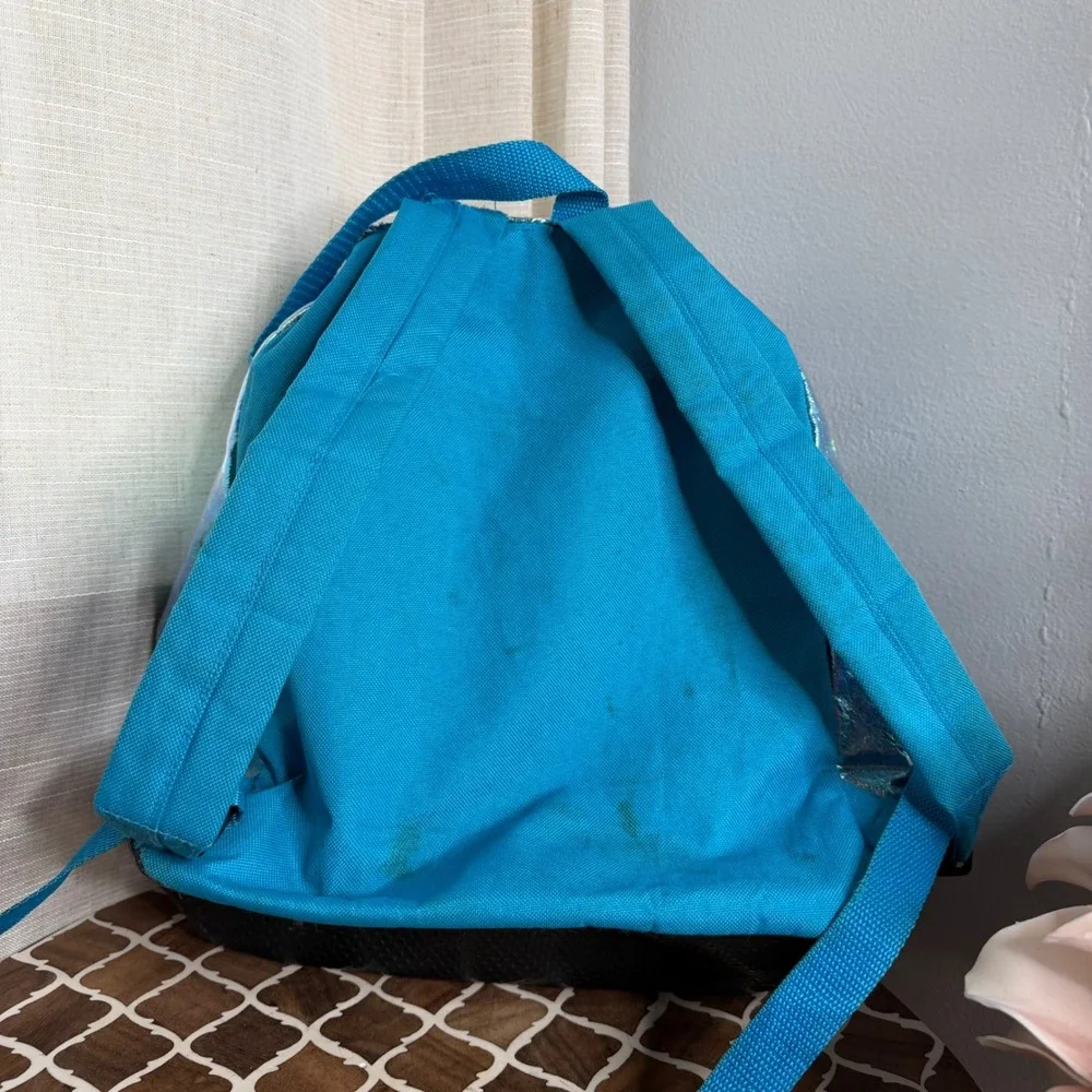 90s Vintage Lisa Frank Backpack Iridescent Frog Drawstring Blue FLAWED READ